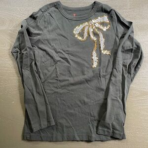Crewcuts holiday sequined bow long sleeve t-shirt, size L (10-11), worn once